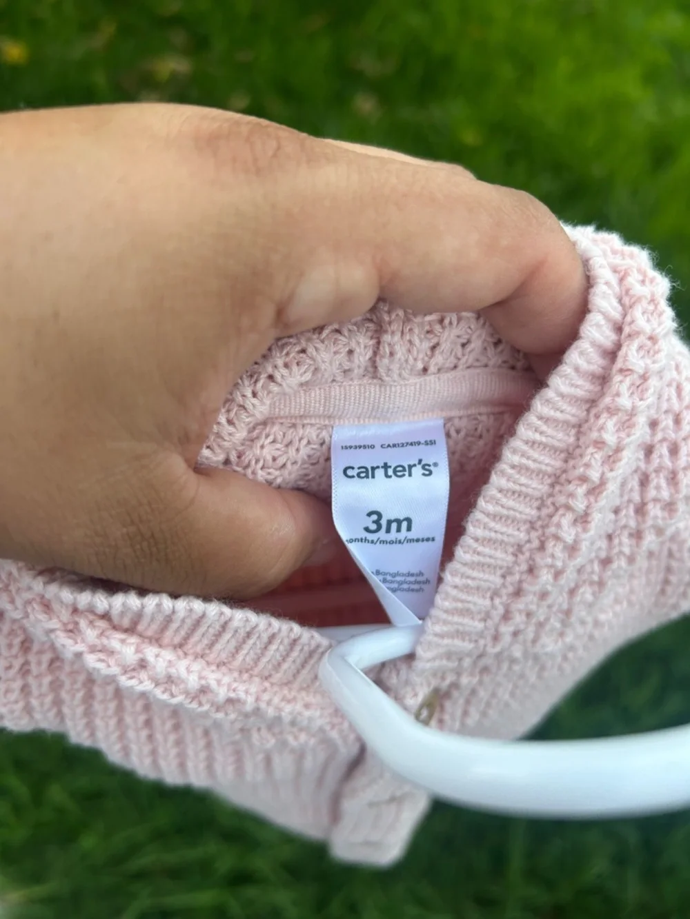 Carter's Pink Knit Baby Hoodie with Ear Detail